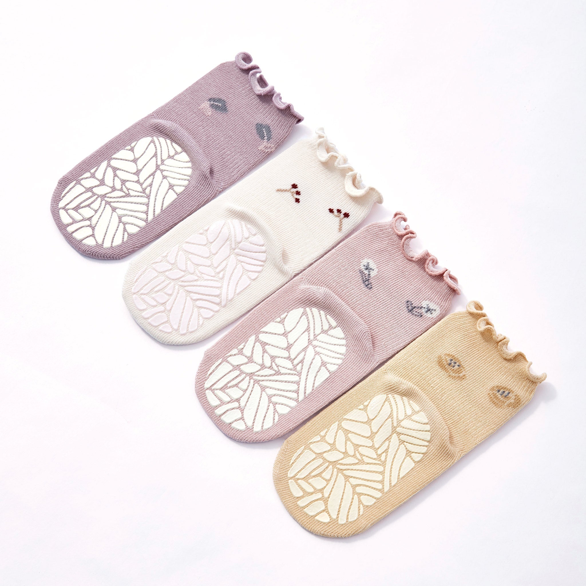 Little Wonder Things- Organic- 4 Pairs of Stay-On Baby & Toddler Non-Slip Socks