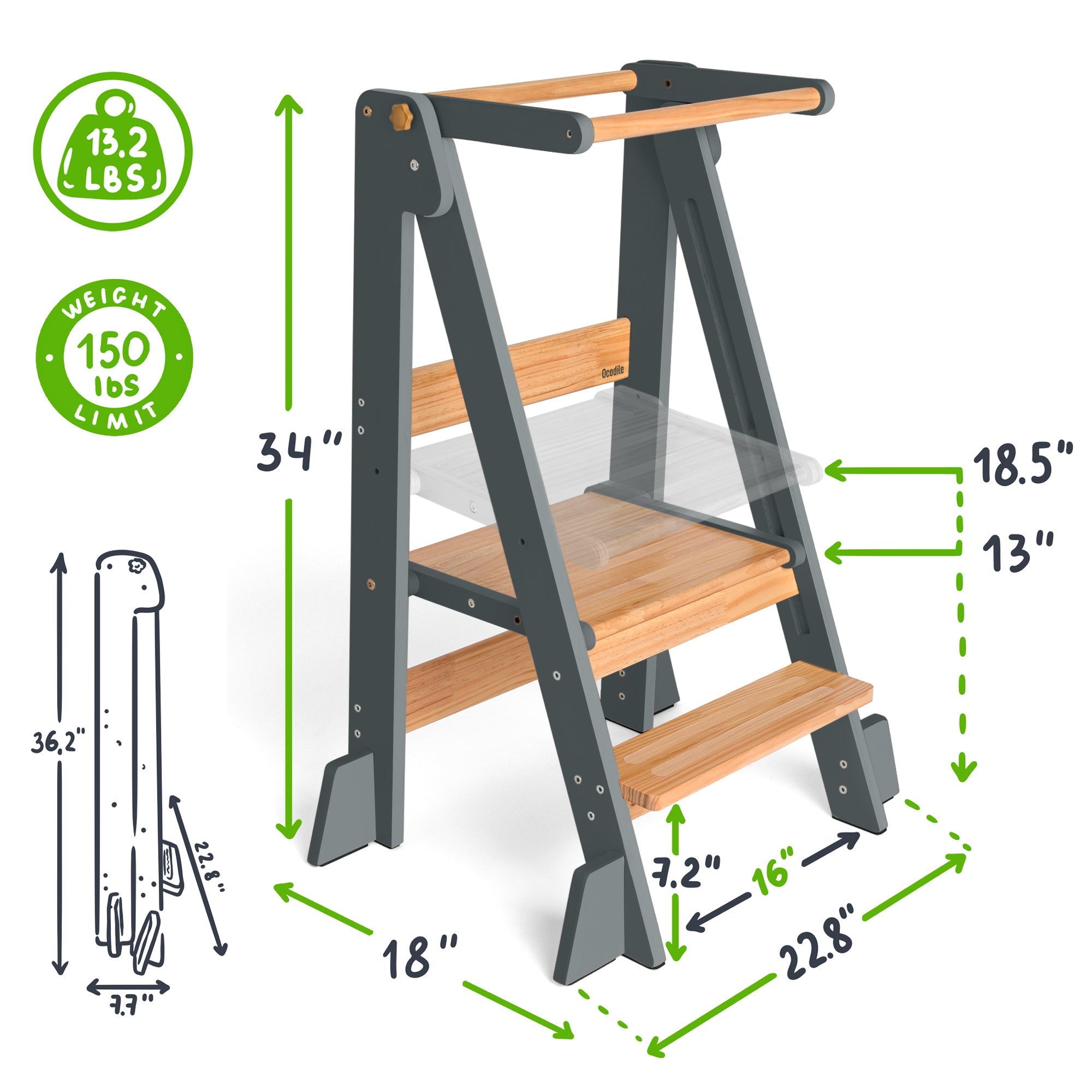 Adjustable Foldable Kitchen Tower