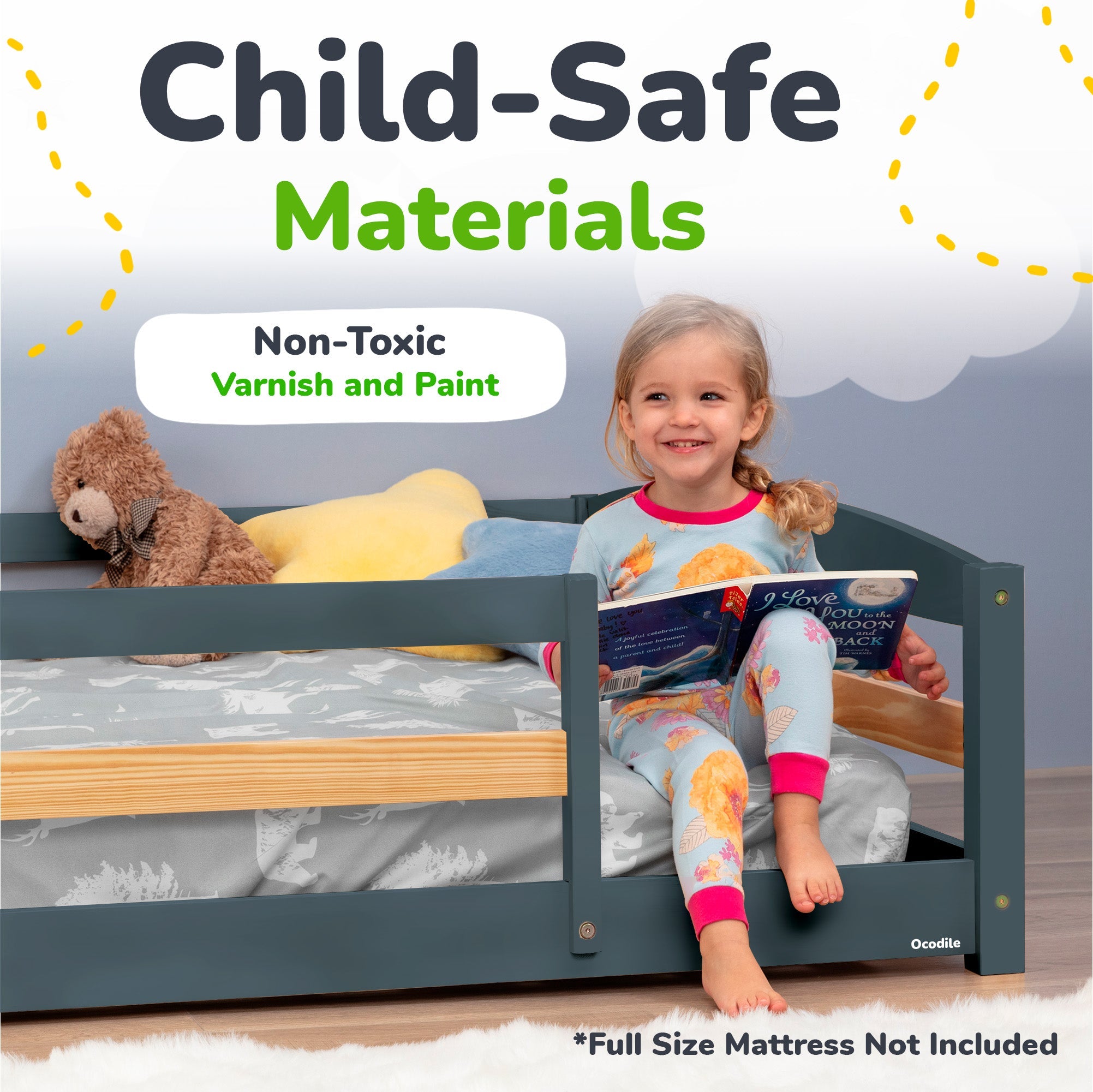 Full-Size Montessori Floor Bed with Strong Slatted Frame