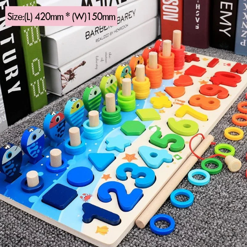 Montessori Math Toys for Toddlers – Wooden Counting & Fishing Game