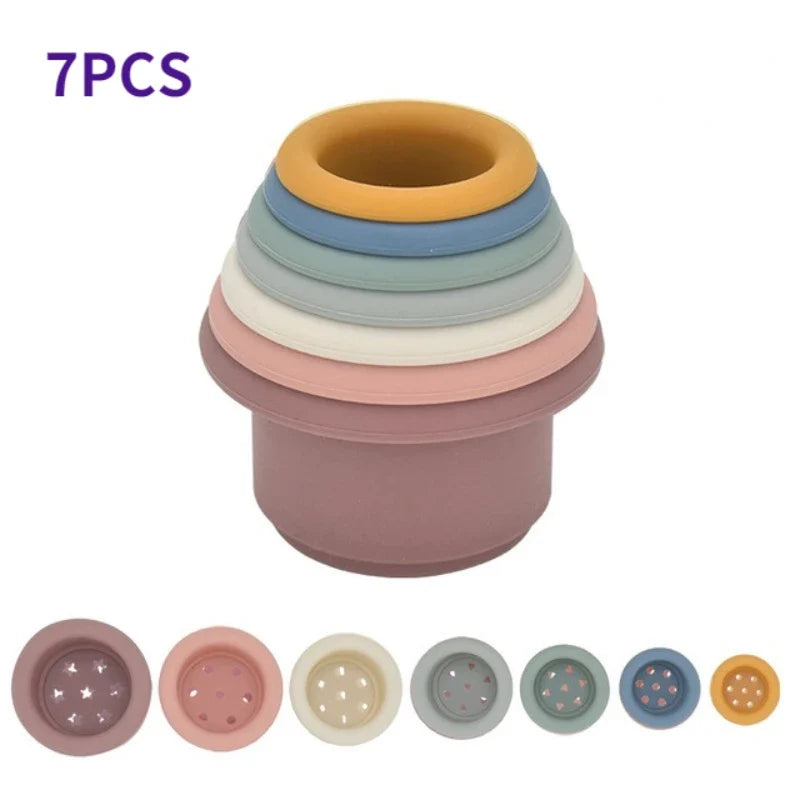 Baby Silicone Stacking Cups – Montessori Hourglass Tower Toy