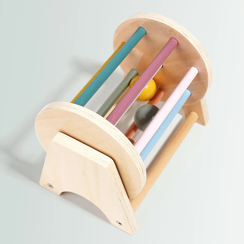 Montessori Infant Wooden Toys Coin Ball Busy Drum Baby Teaching Aid Gifts Color Shape Cognition Match Educational Sensory Toy
