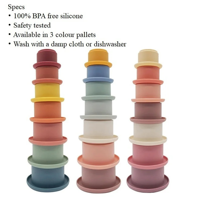 Baby Silicone Stacking Cups – Montessori Hourglass Tower Toy