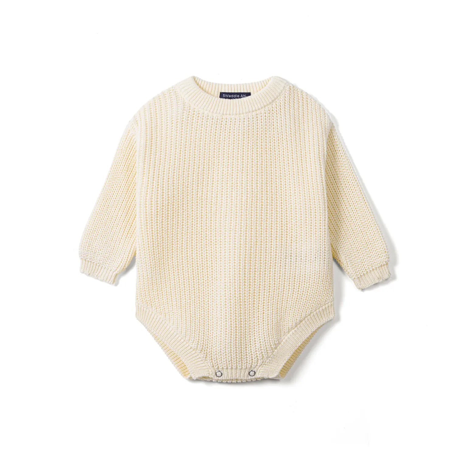 Classic Chunky Knit Baby Romper in Cream