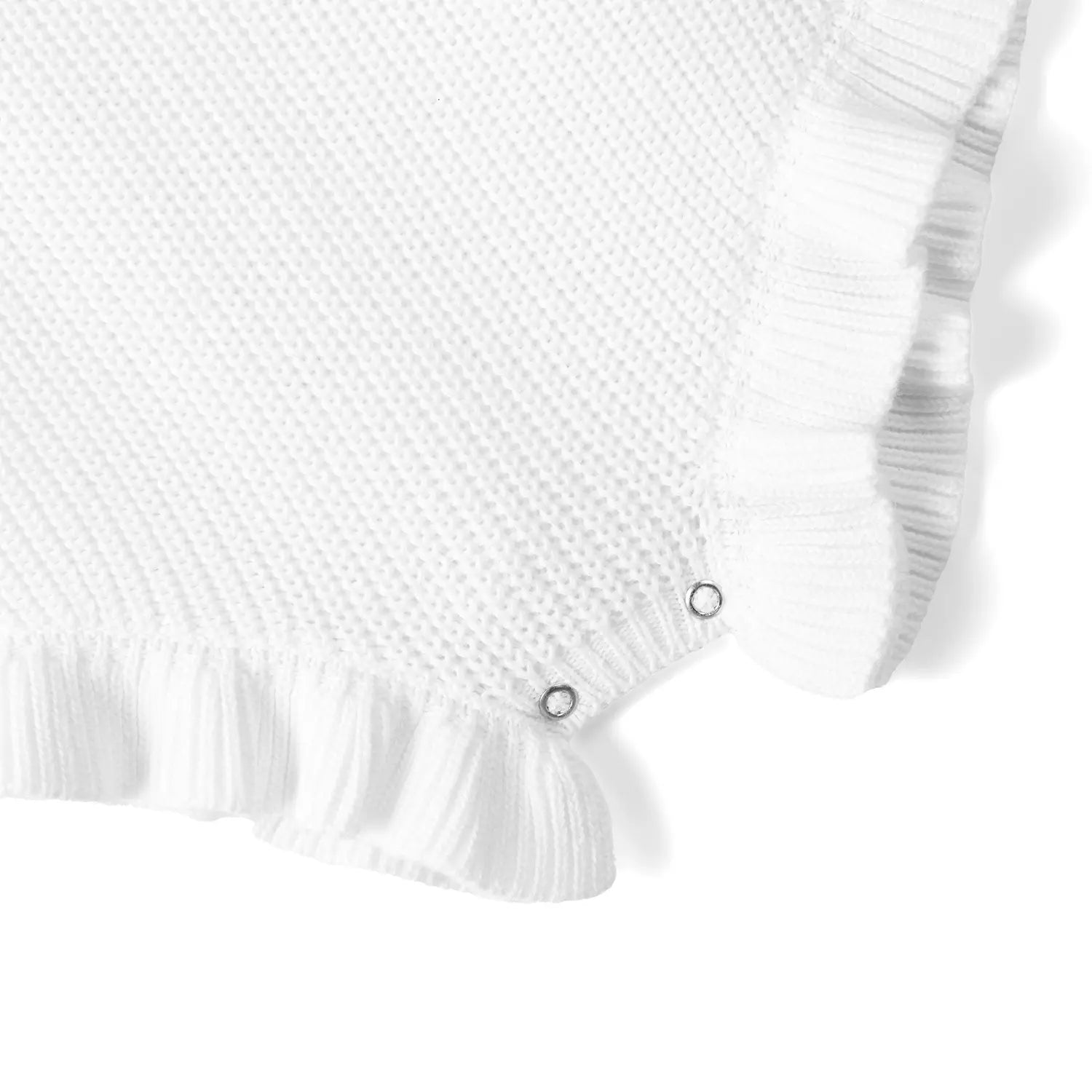 Ruffle Chunky Knit Baby Romper in White