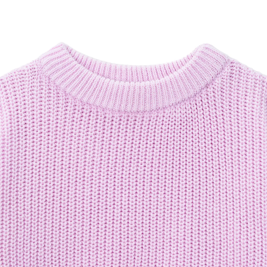 Classic Knit Baby Sweater in Lilac