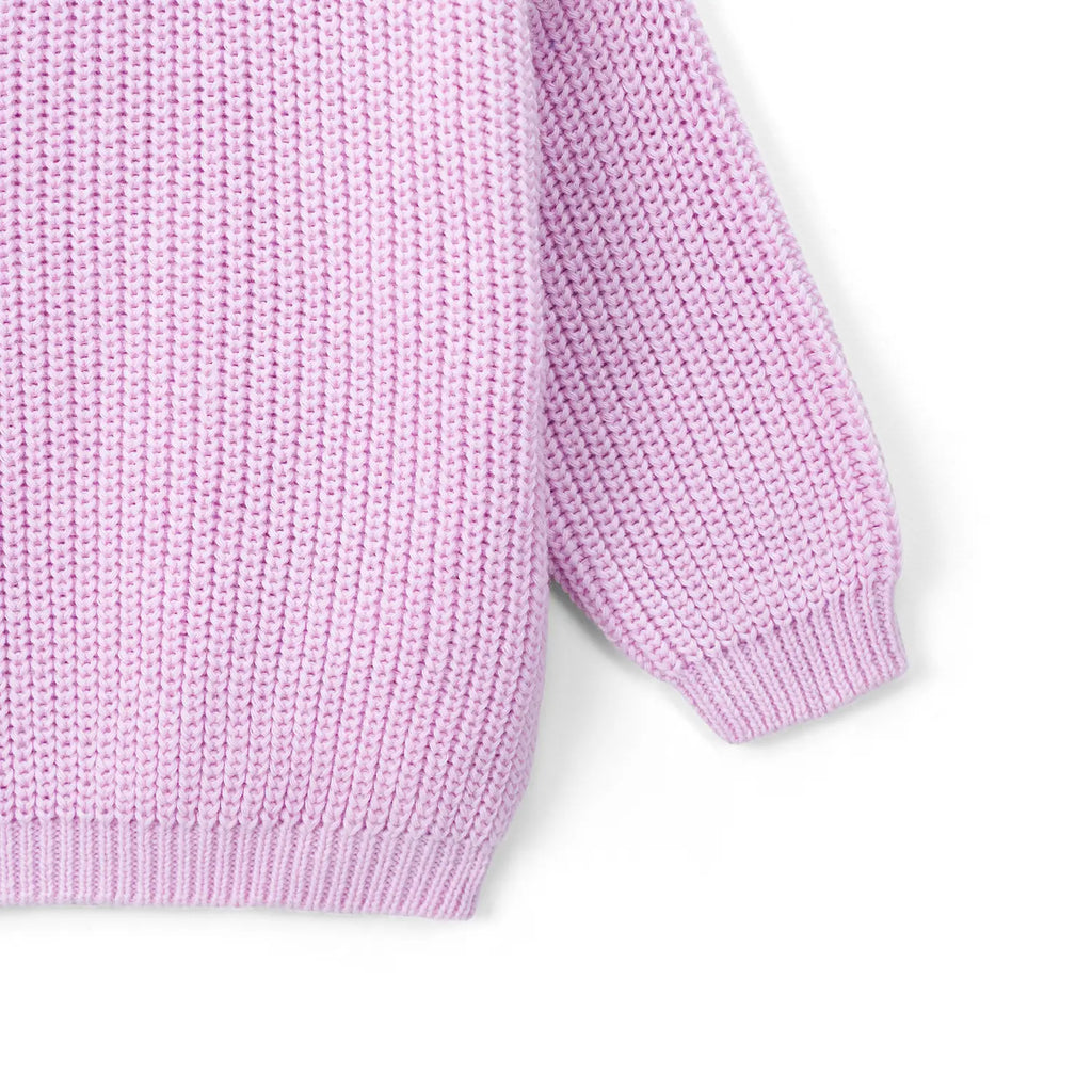 Classic Knit Baby Sweater in Lilac