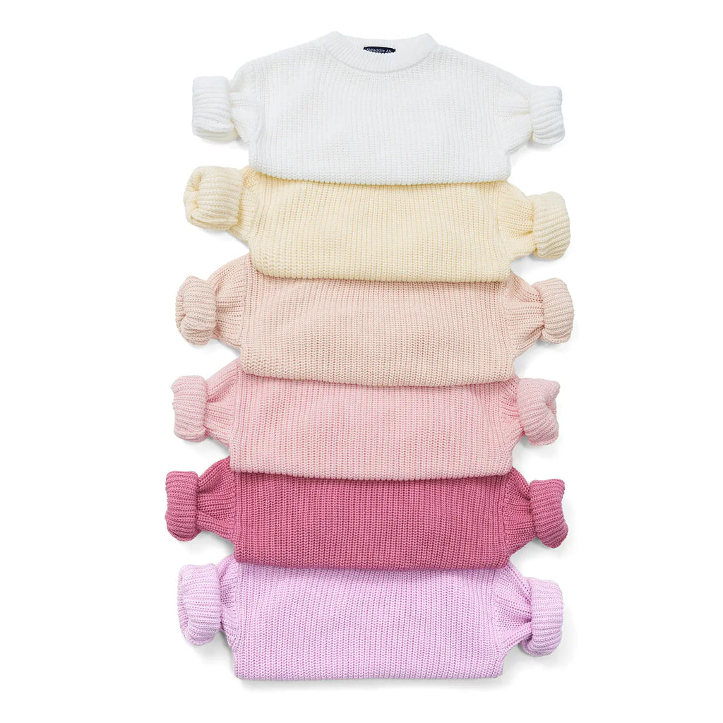 Classic Knit Baby Sweater in Lilac