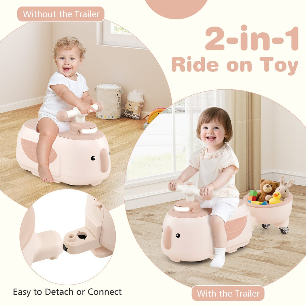 Toddler Ride on Toy with Trailer and Light Music