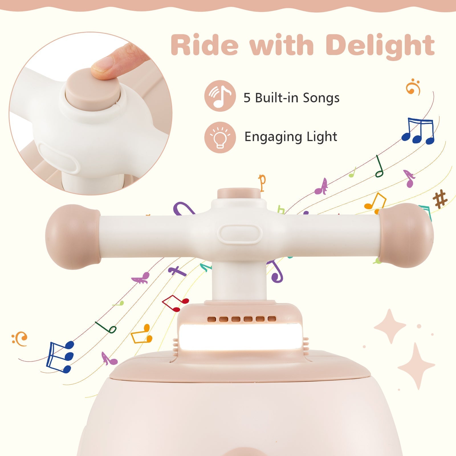 Toddler Ride on Toy with Trailer and Light Music