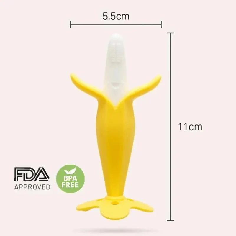 Baby Teether Toys Toddle Safe Banana Teething Ring Silicone Chew Dental Care Toothbrush Nursing Beads Gift For Infant