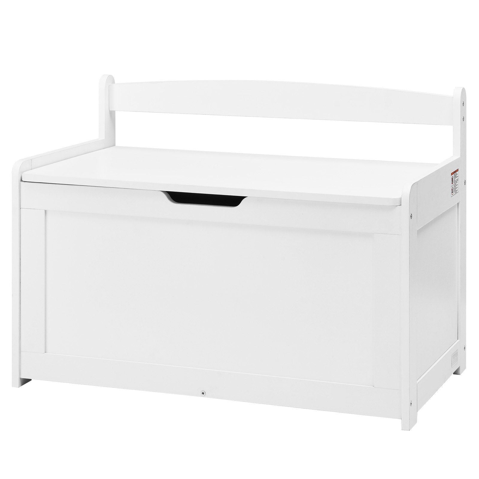Wooden Toy Chest for Kids, Toddler Toy Storage Box with Flip-Top Lid and Safety Hinge, 32.68 x 17.91 x 24.02 Large Kids Storage Bench for Playroom, Bedroom, Living Room or Entryway, White