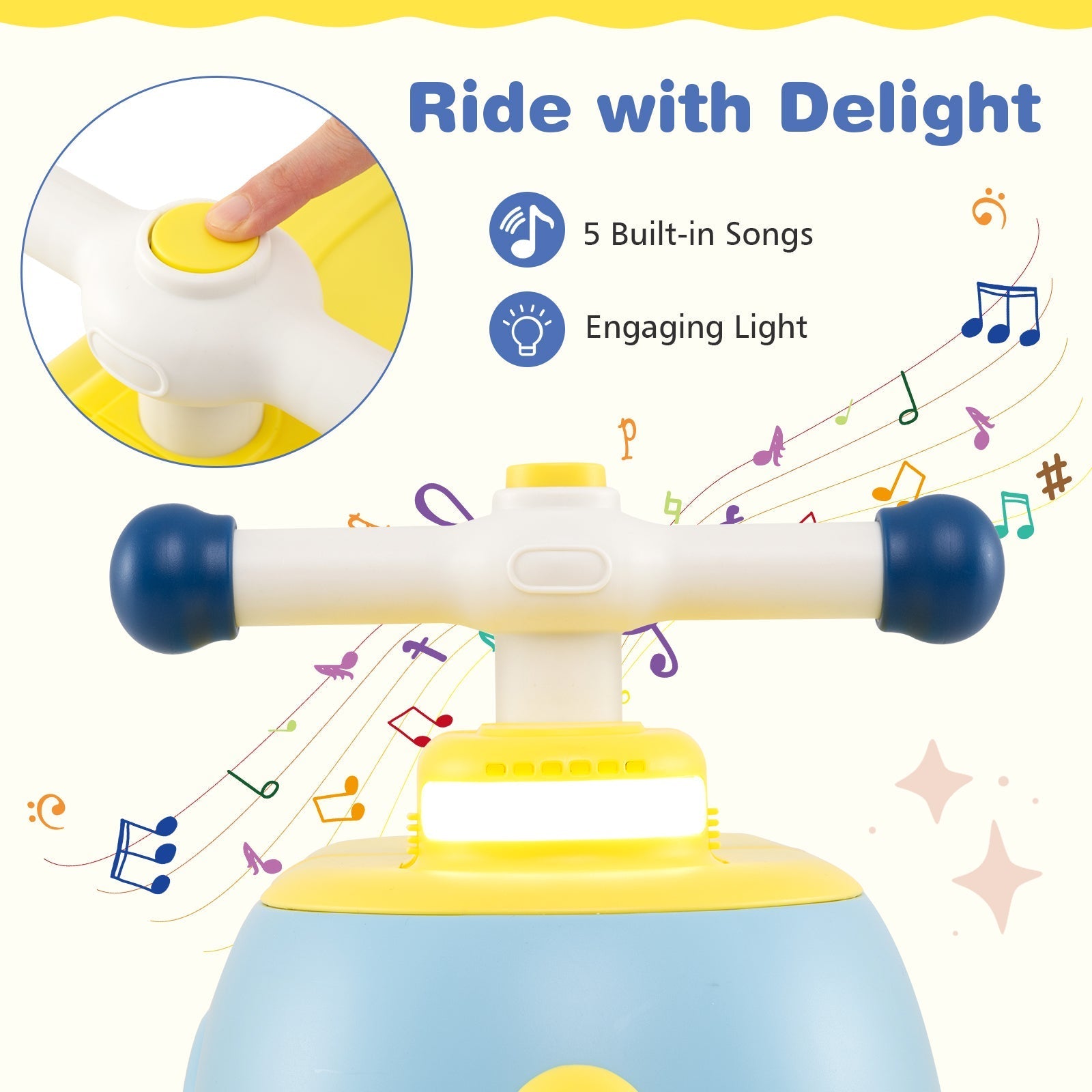 Toddler Ride on Toy with Trailer and Light Music